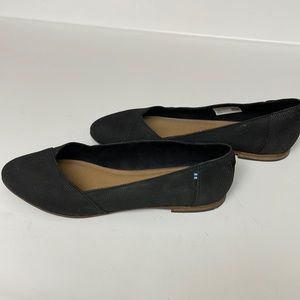 TOMS Black Perforated Suede Women's Julie Flat - Size W9
